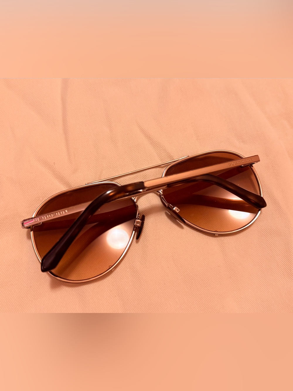 Burberry Brown Gradient Aviator Sunglasses with Gold Frame